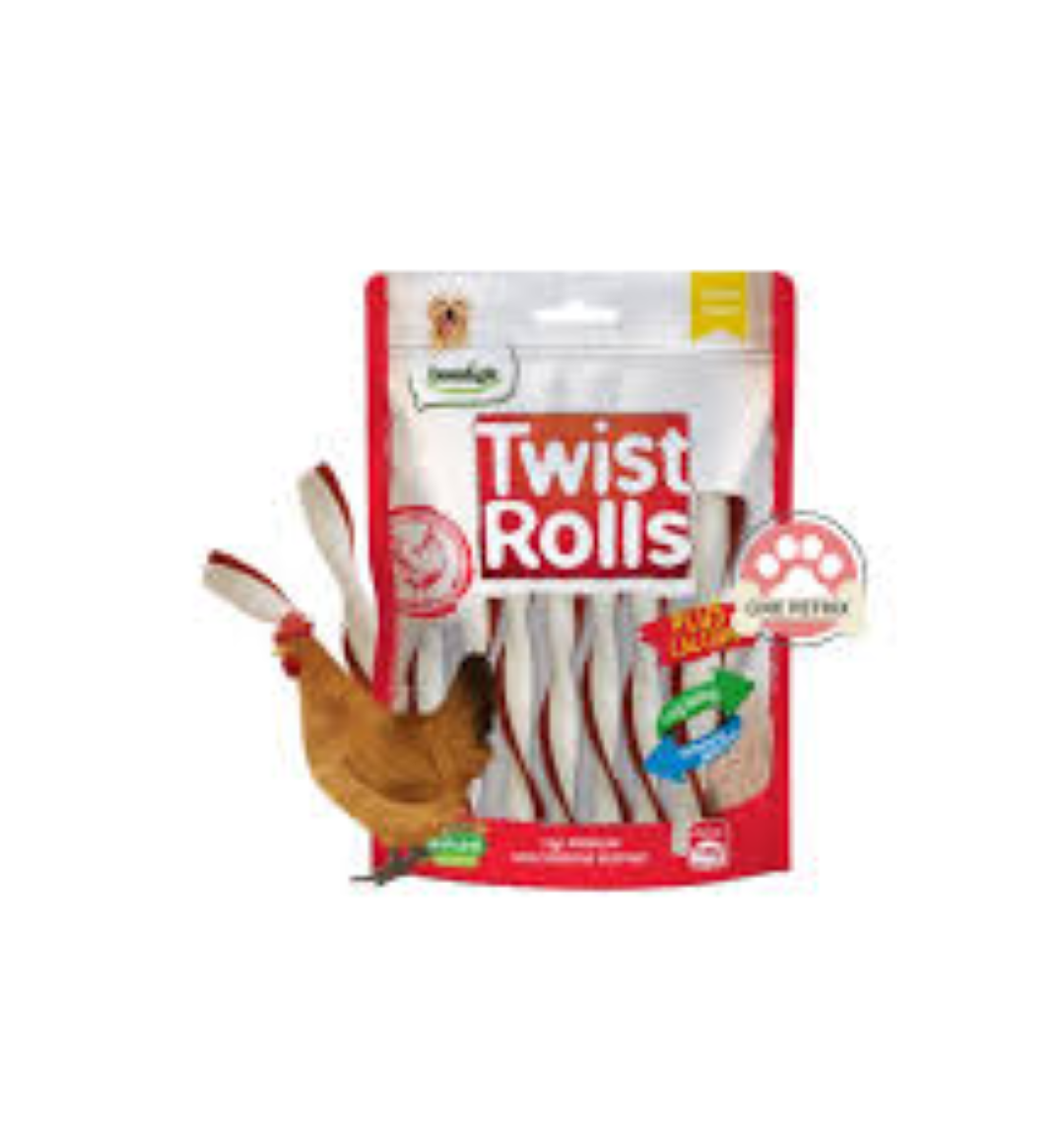 4" TWIST ROLLS CHICKEN FLAVOUR 100GR
